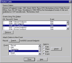 Events for a Source Citation