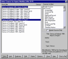 Source Selection Screen