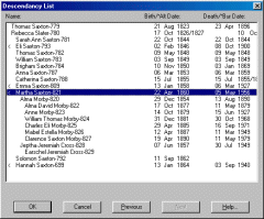 Descendancy List